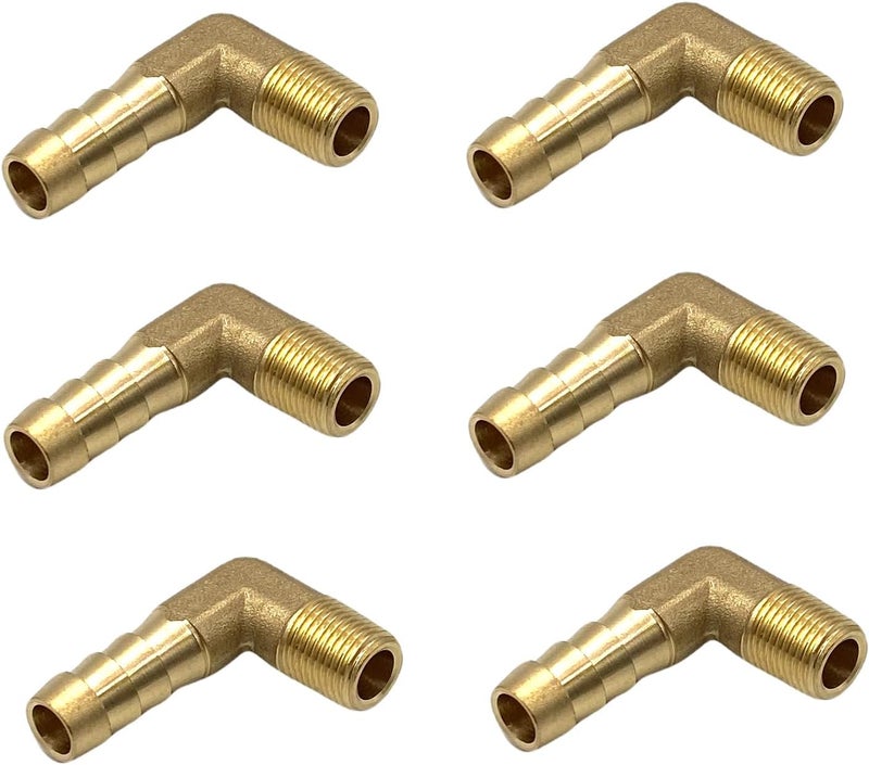 Bumugufu 6 Pcs 1/8" NPT x 5/16" OD Elbow Fittings,Brass Air Hose Fittings Adapter Connector for Low-pressure,Fuel,Air and Non-potable Water Chilling Application - Image 1